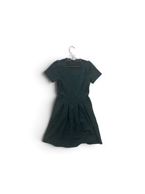 Girls Short Sleeve Sparkle Fit-and-Flare Dress - Dark Green